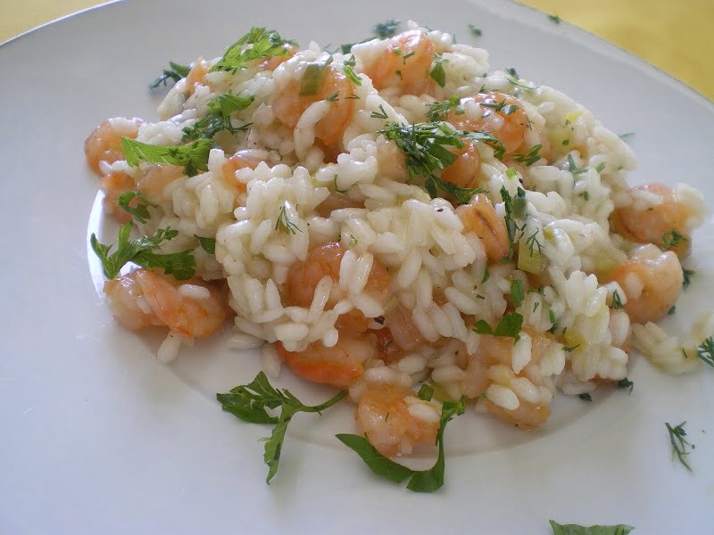 Greek Herby Shrimp Risotto with Feta