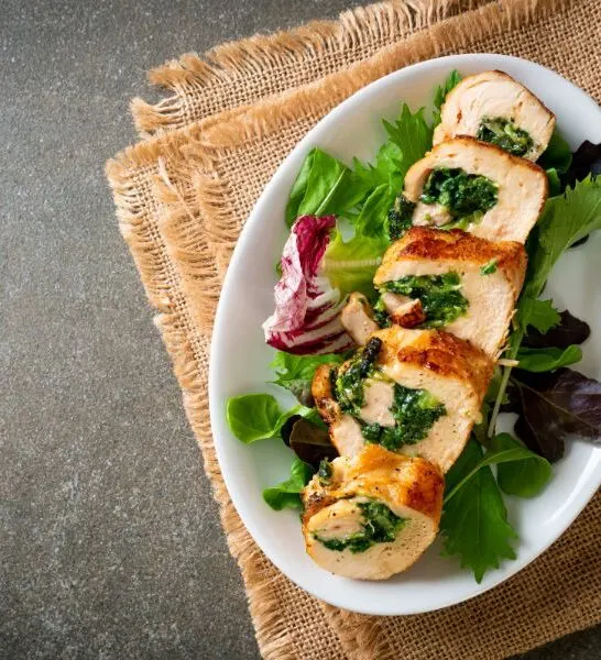 Braised Chicken breasts stuffed with Spinach, Graviera and Bacon (revisited)