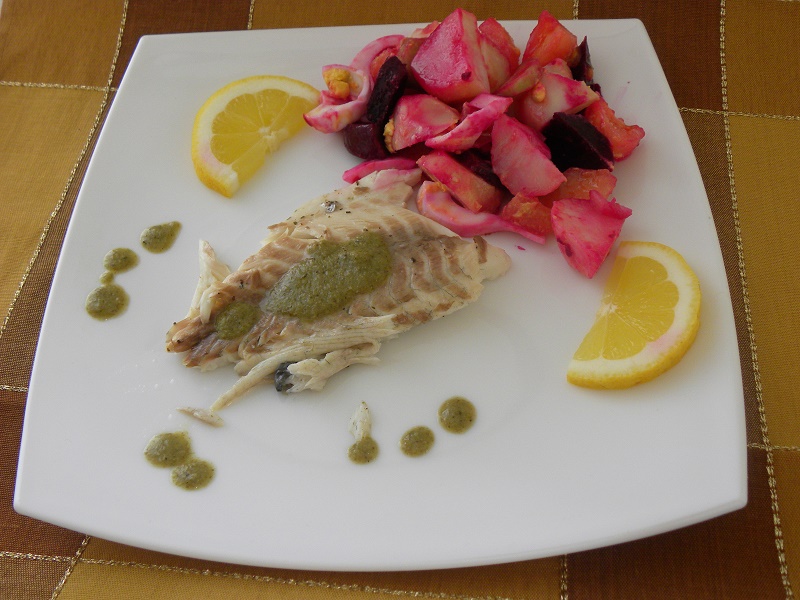 Tsipoura with beetroot salad image