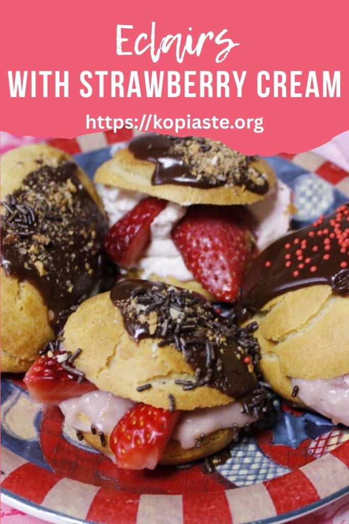 collage Eclairs with Strawberry Cream image