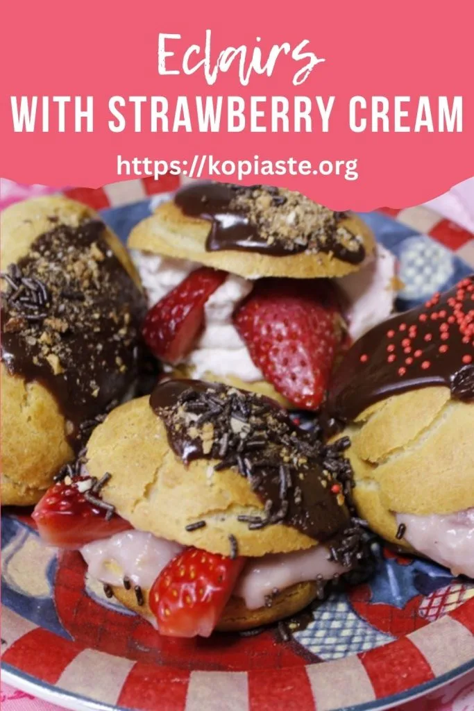 collage Eclairs with Strawberry Cream image