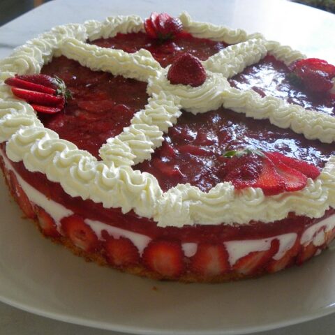 Strawberry Mousse and Jelly Cake image