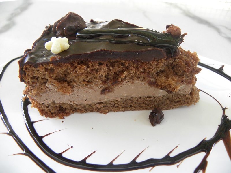Chocolate mousse cake cut image
