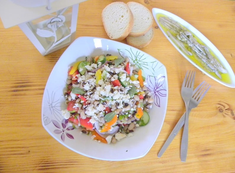 A different Greek Salad with Black Eyed Peas