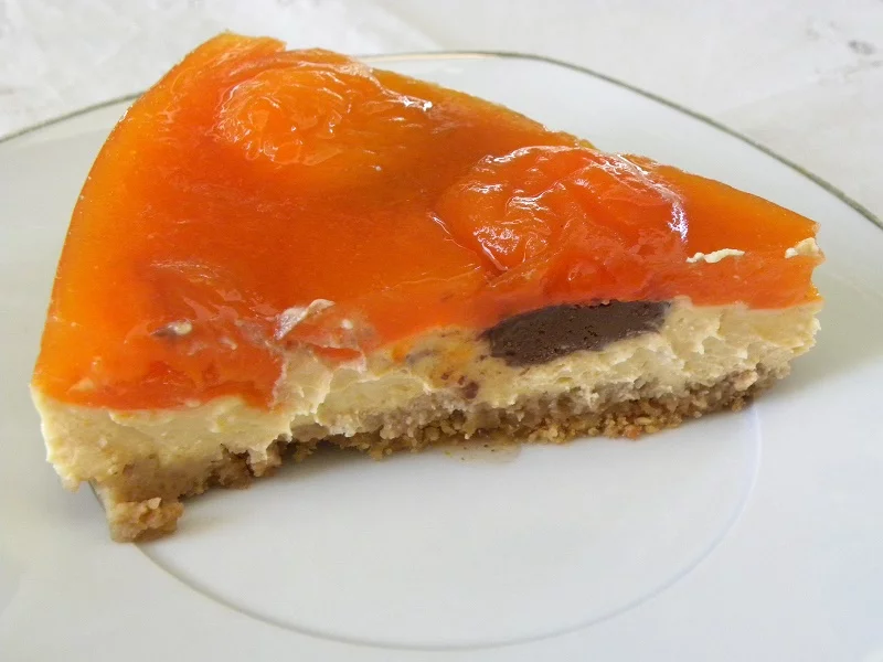 Apricot cheesecake cut image