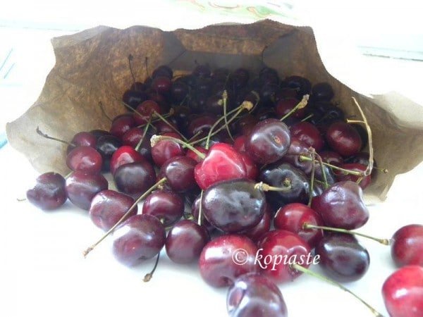 Cherries in a paper bag image