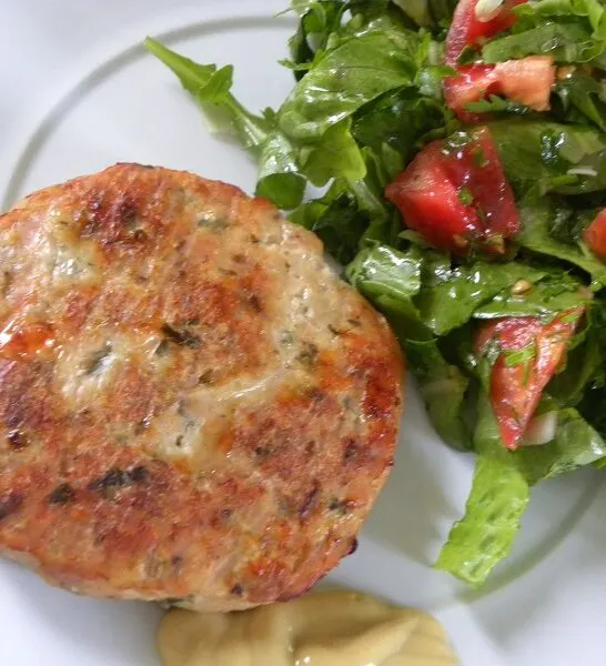 Two Greek Juicy Turkey Burgers