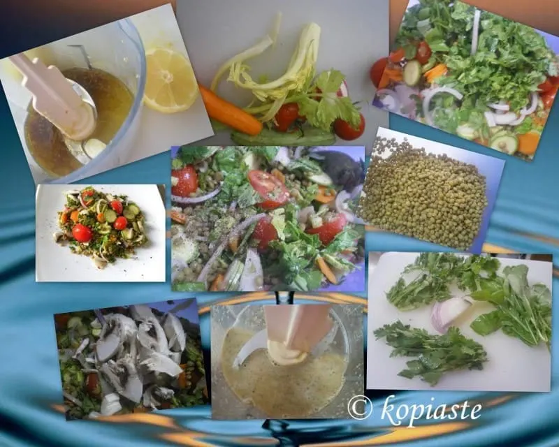 collage lentil salad