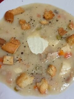 Turkey Trahanas Soup with yoghurt and croutons image