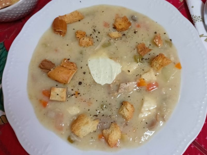 Turkey Trahanas Soup with yoghurt and croutons image