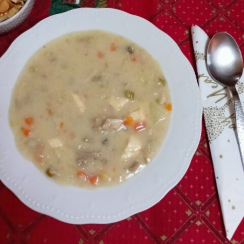 Turkey trahanas soup with leftovers image