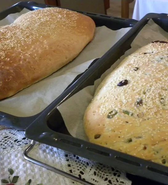 Lagana Flatbread with Olives & Rosemary