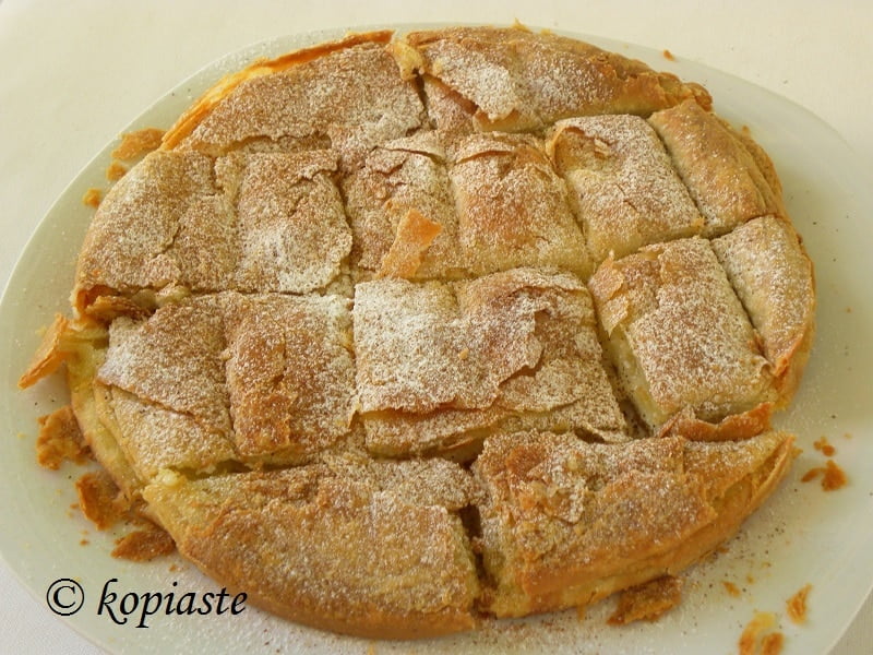 Bougatsa (Phyllo Pastry with sweet cream) and Nistisimi Bougatsa (vegan)