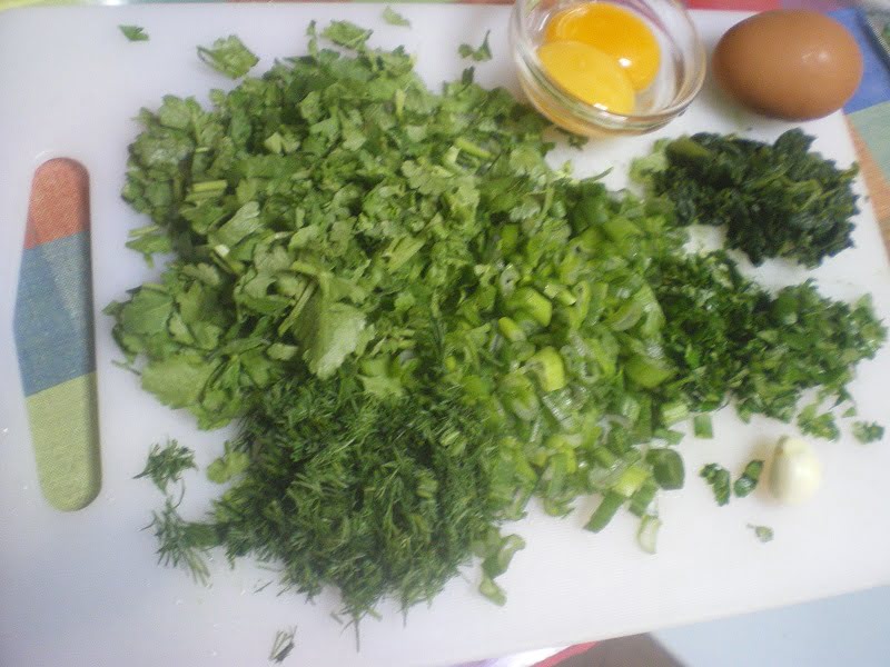 Ingredients for kagianas with herbs and pasto image