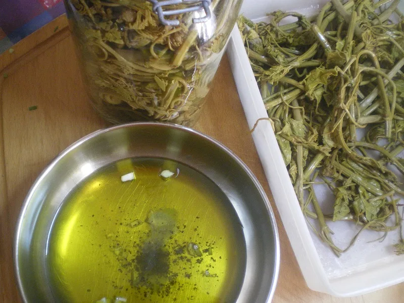 Preparation Preparation of the pickled vineyard shoots image