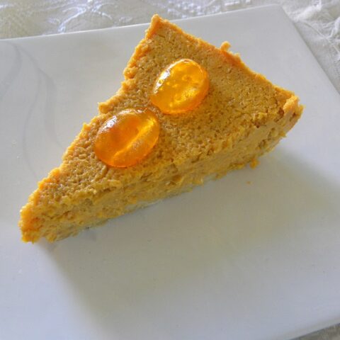 Pumpkin cheesecake tart cut image