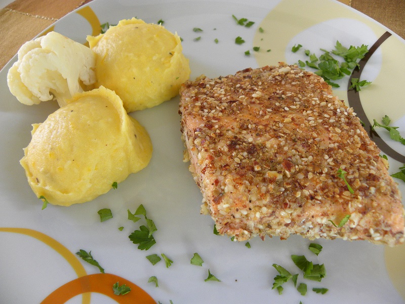 Pumpkin puree with Crusted Salmon image