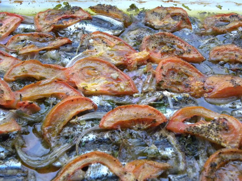Baked anchovies gavros plaki image
