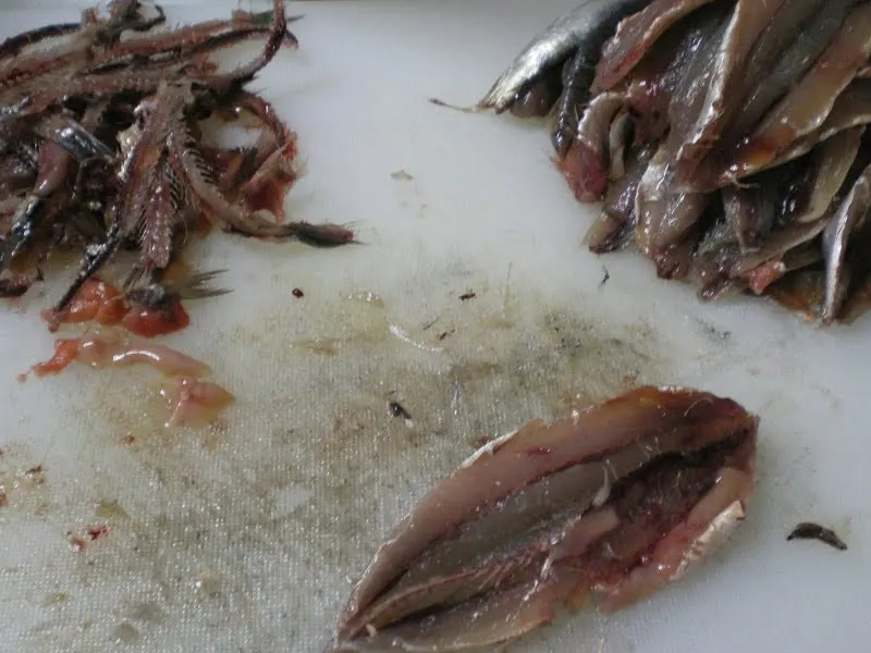 Filleting anchovies imge