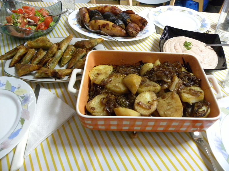 Vegan Pommes Lyonnaise with other Lenten food image