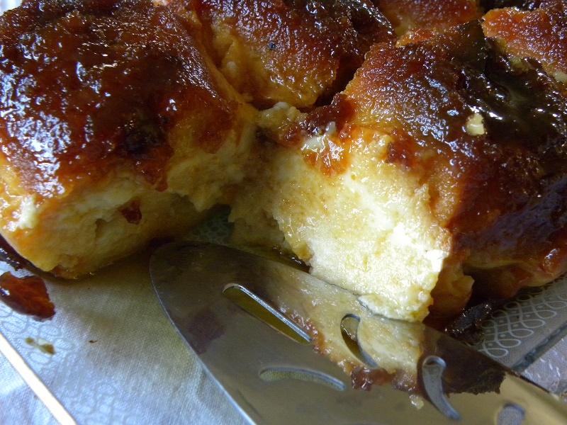 caramel bread pudding cut image