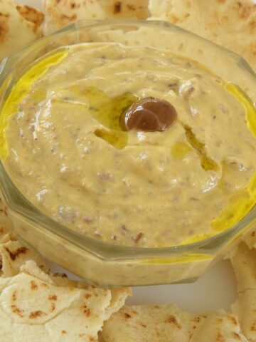 Hummus Dip with Roasted Butternut Squash and Garlicky Olives