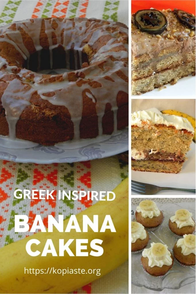 Collage Greek inspired banana cakes image