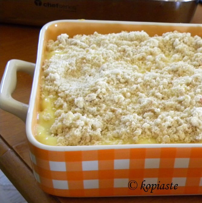 Apricot and Peach Crumble pudding