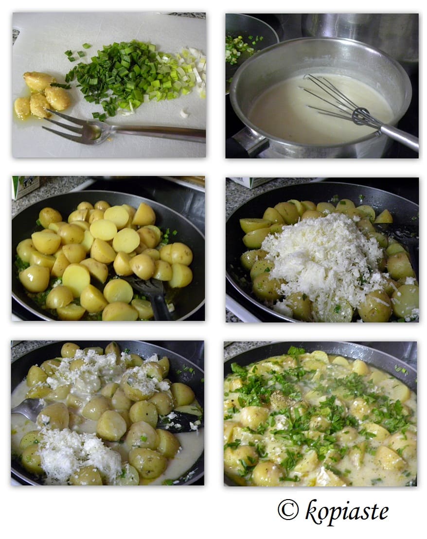 Collage Baby Potatoes with feta and herbs