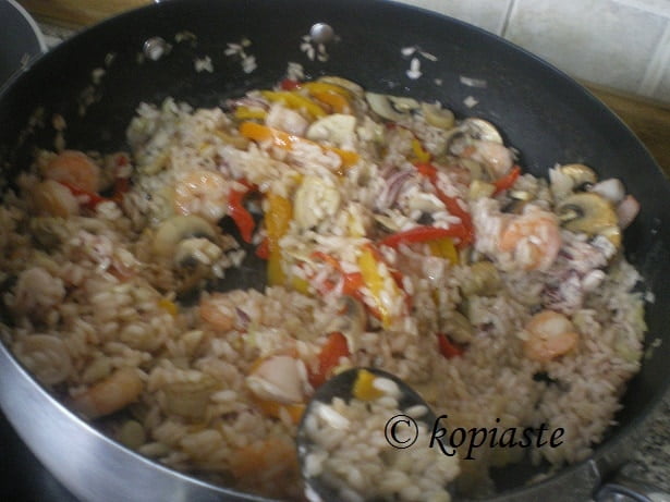 risotto with Kalamari shrimps and Leeks