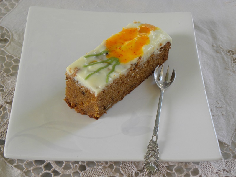 Ginger Carrot Cake with Lemon Cream Cheese & Saffron Frosting