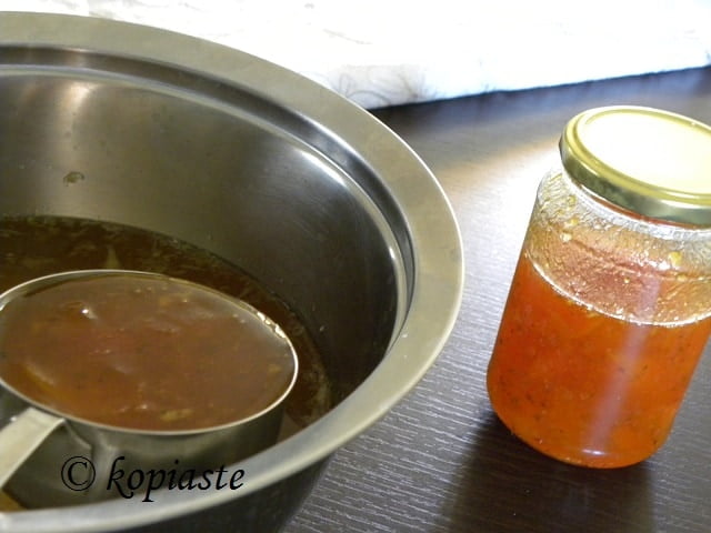 preparing iced green tea with apricots and peaches