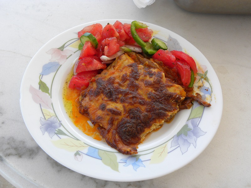 Vegetarian moussakas served with salad image