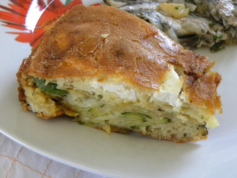 Greek Savoury Olive Oil Cake with Zucchini, Potato, Kasseri & Feta