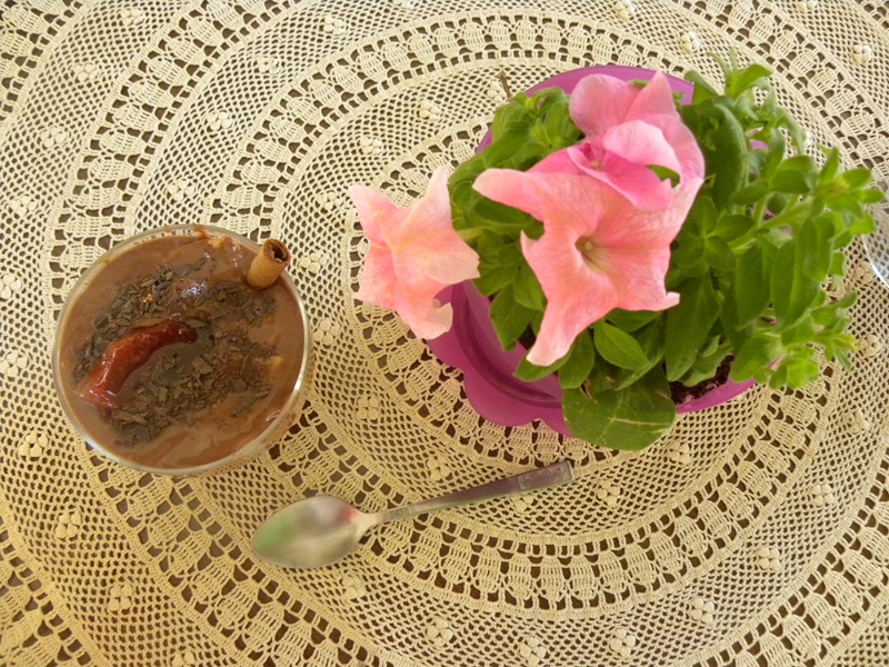 chocolate lemon posset with flowers image