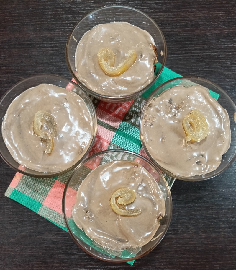 chocolate lemon posset with walnut cake verrine picture