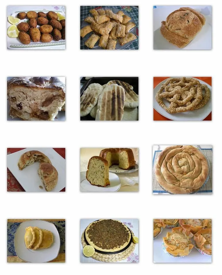 Collage bread, pies, snacks