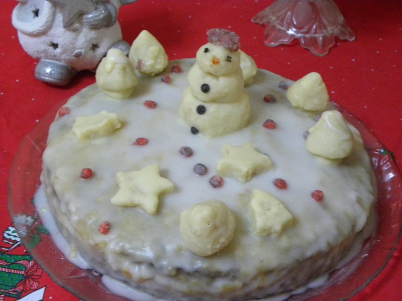 Christmas cake with edible ornaments image