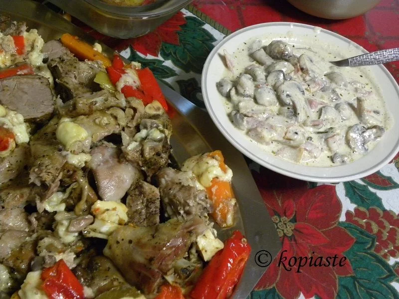Gkioulpassi and Mushrooms with bacon ala creme