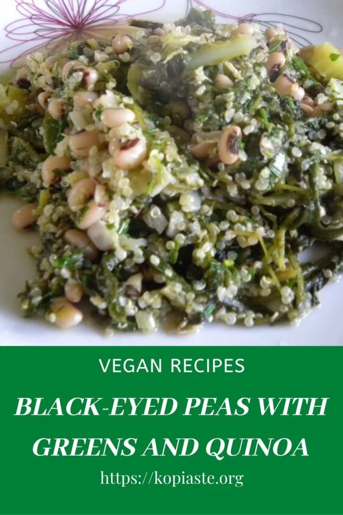 collage Aromatic Black-eyed pea with wild greens and quinoa image