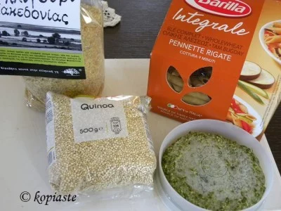 Bulgur pasta and quinoa