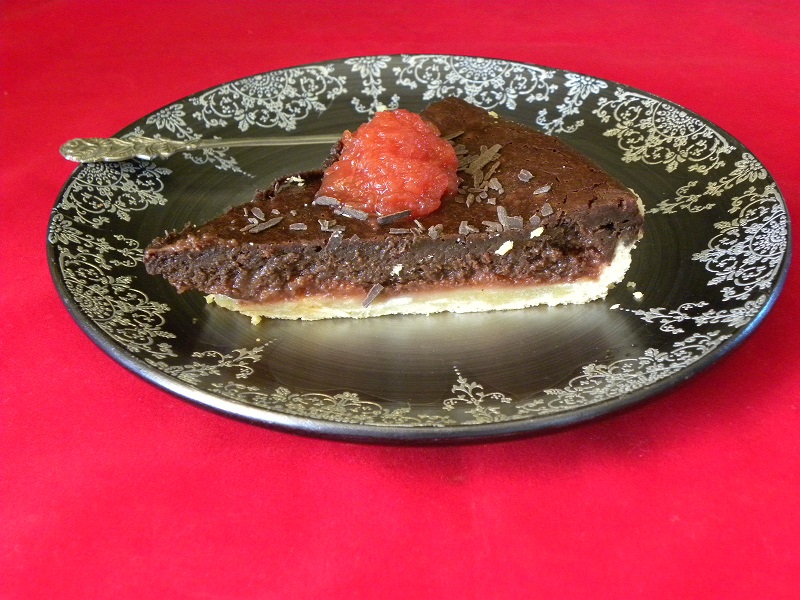 Chocolate and Quince Tart cut image