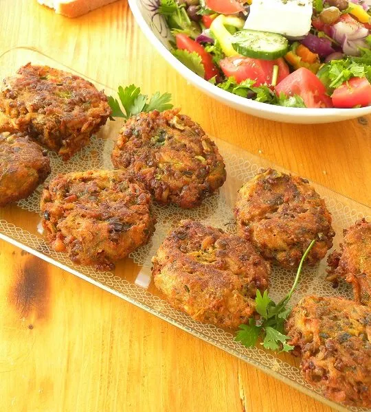 Greek Veggie Burgers and Cream Cheese Dip