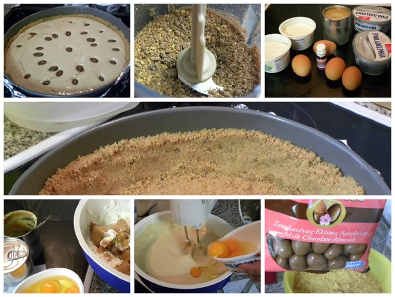 Collage making dulce de leche cheesecake image