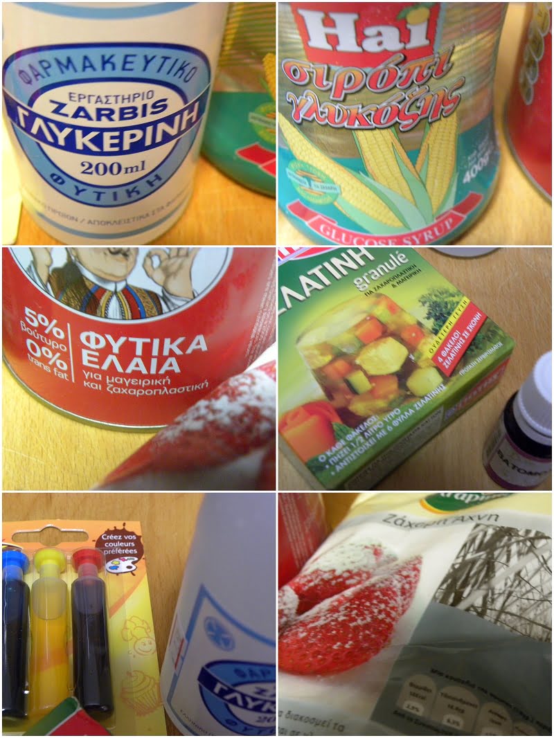 Collage ingredients for sugarpaste image
