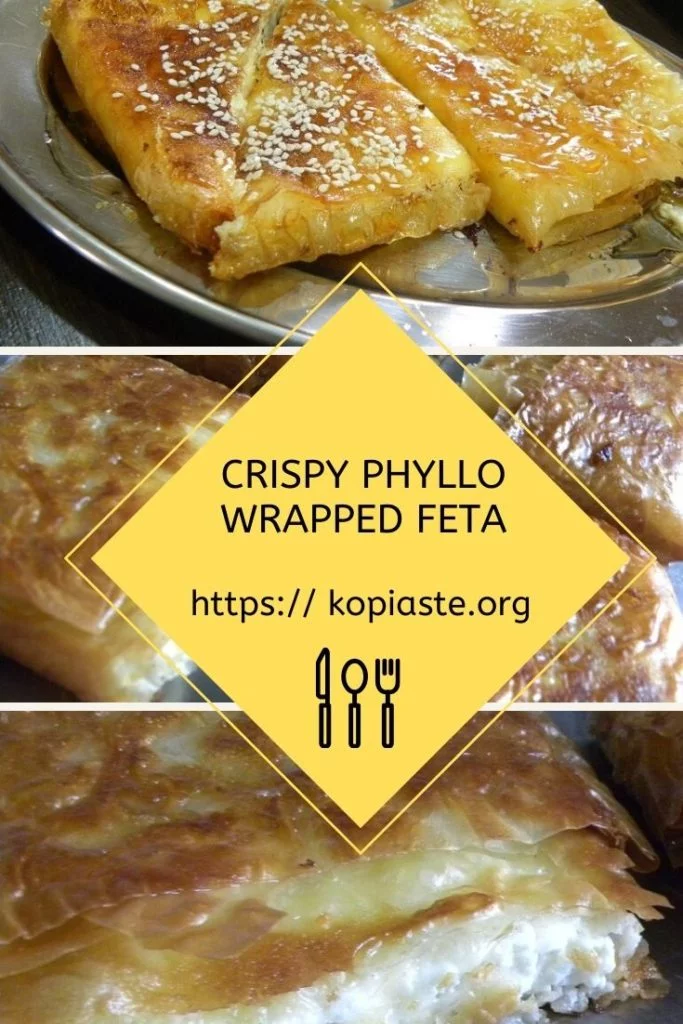 collage crispy feta wrapped in phyllo image