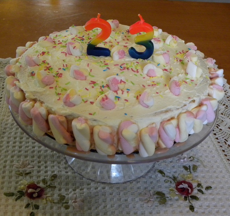 Marshmallows birthday cake image
