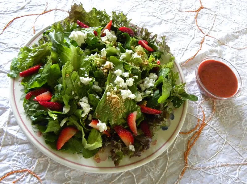 Green Salad with Strawberries and Feta image