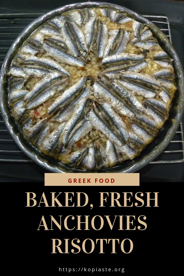 Collage baked anchovies risotto image