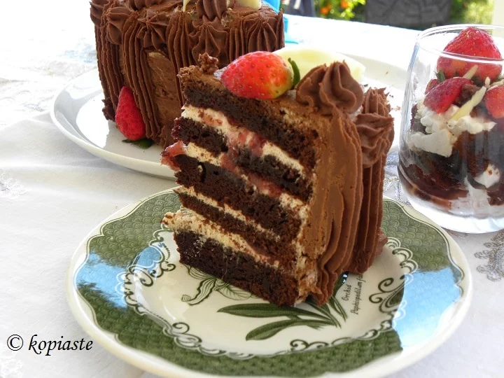 Five layers of chocolate cake